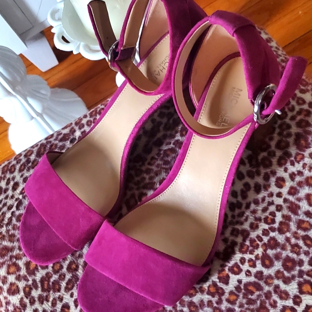 Michael Kors Magenta Block Heel Sandals Size 8 Lena